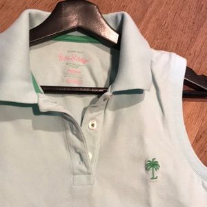 Lily Pulitzer green blue sleeveless polo medium